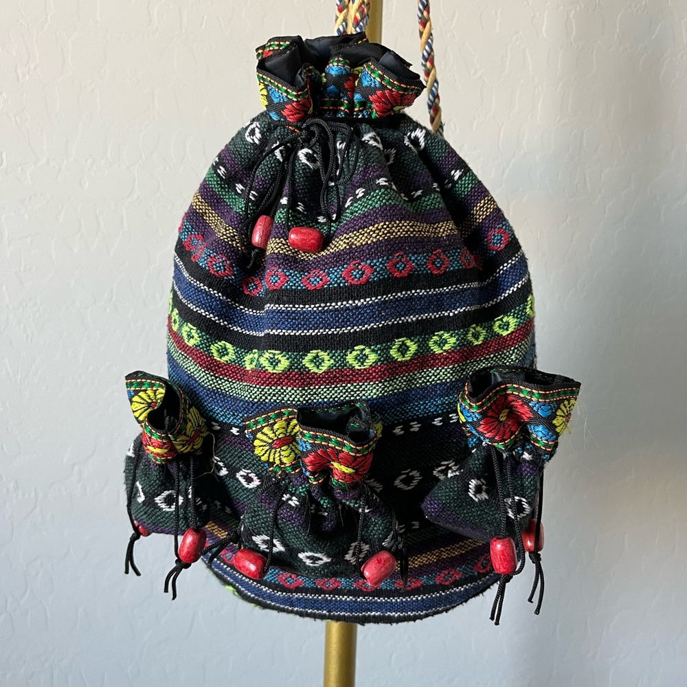 Colorful Patterned Backpack with Drawstring Pouches - Picture 7 of 7